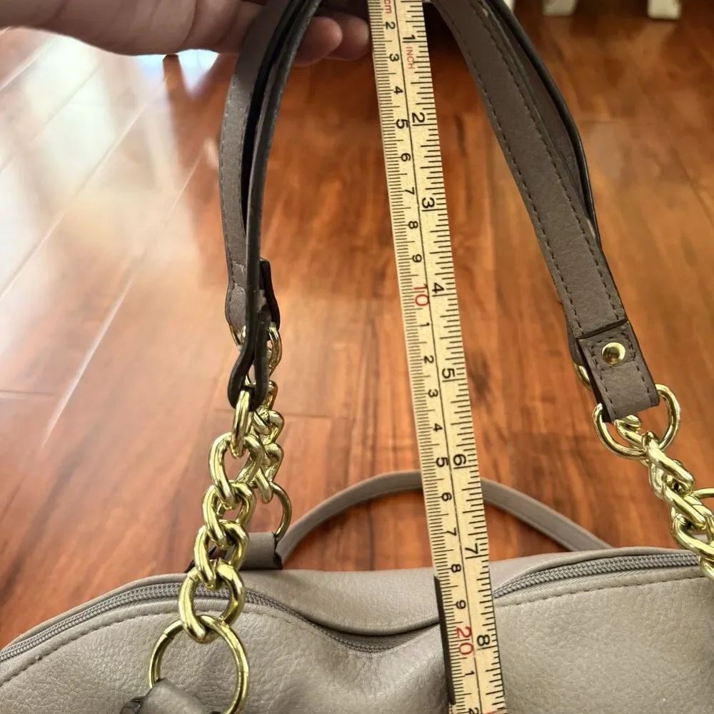 Juicy Couture Zippered Up Satchel Bag Grey Gold Accents Y2K